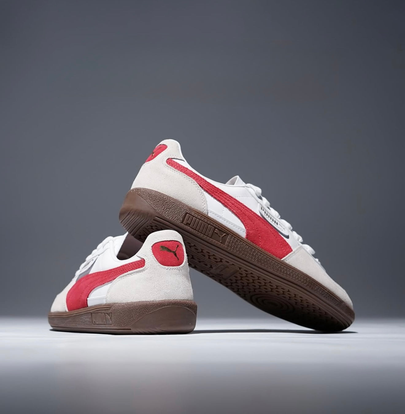 Puma Palermo Leather White Vapor Gray Club Red