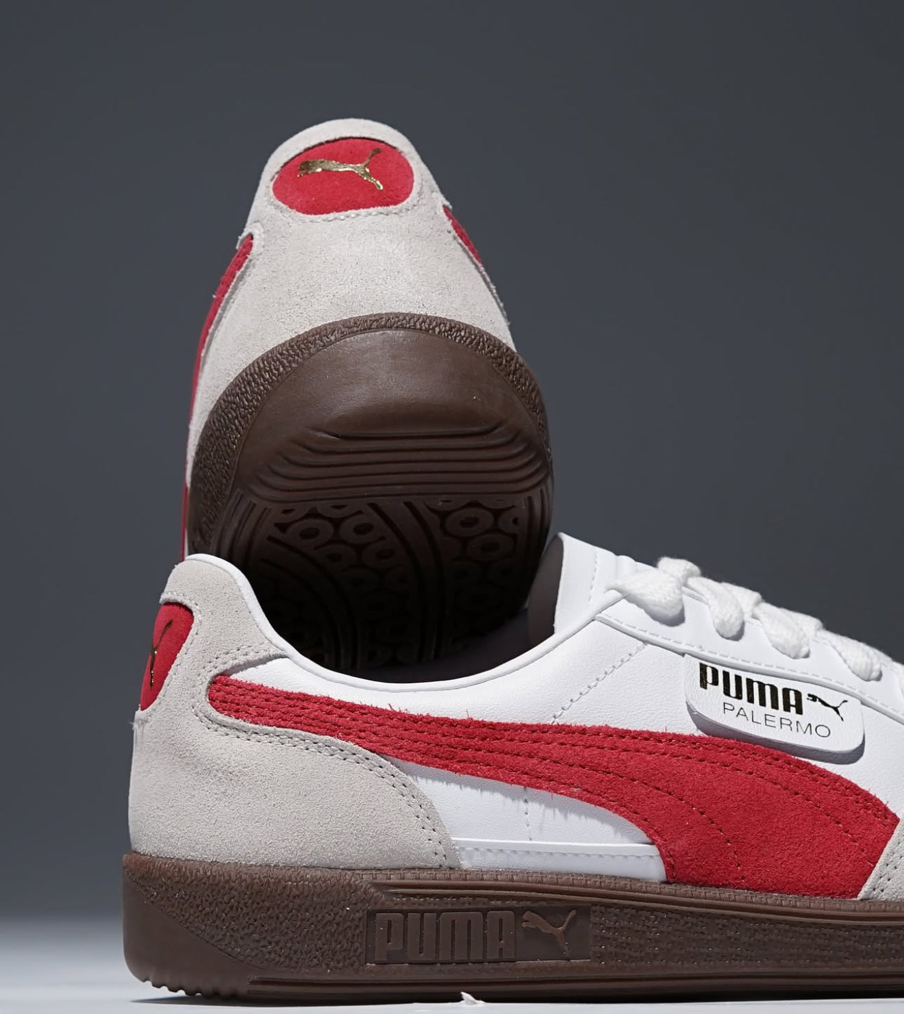 Puma Palermo Leather White Vapor Gray Club Red