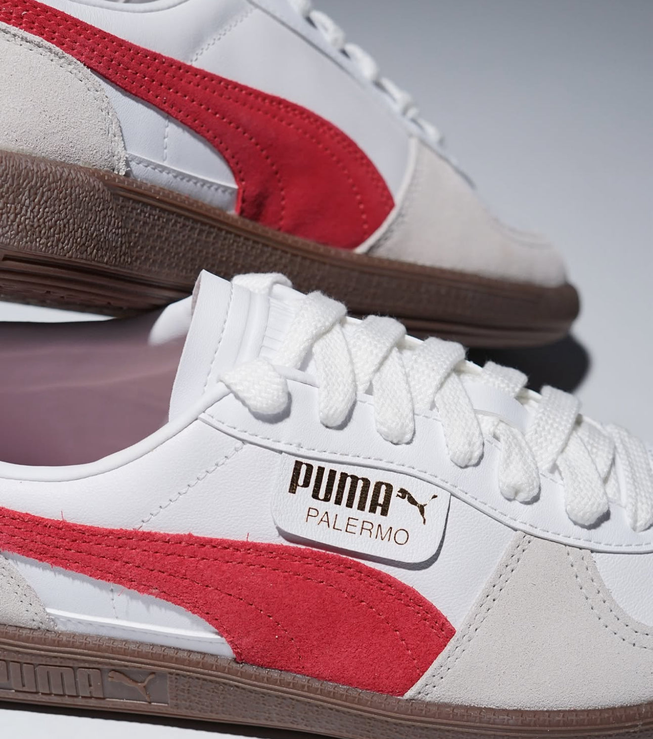 Puma Palermo Leather White Vapor Gray Club Red