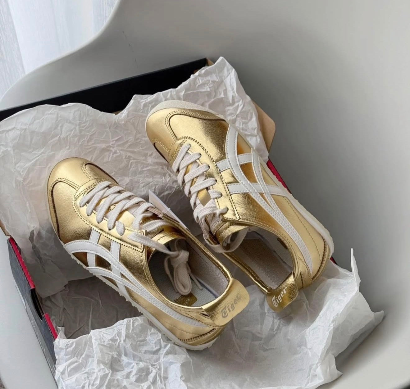 WMNs Mexico 66 Lace Up Gold White