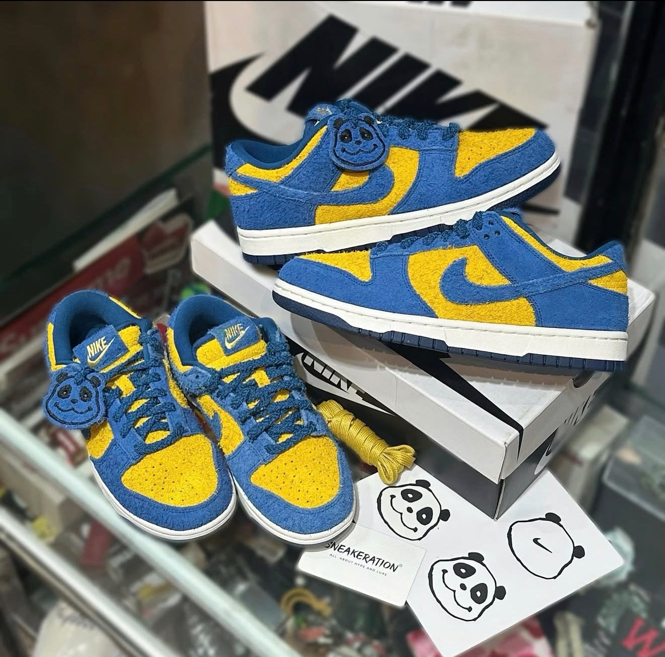 Dunk Low SE Panda-Monium Court Blue Yellow Ochre Suede