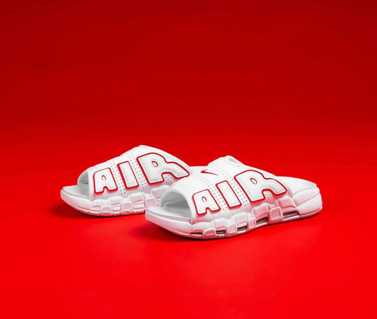 Air More Uptempo Slide “ White University Red “