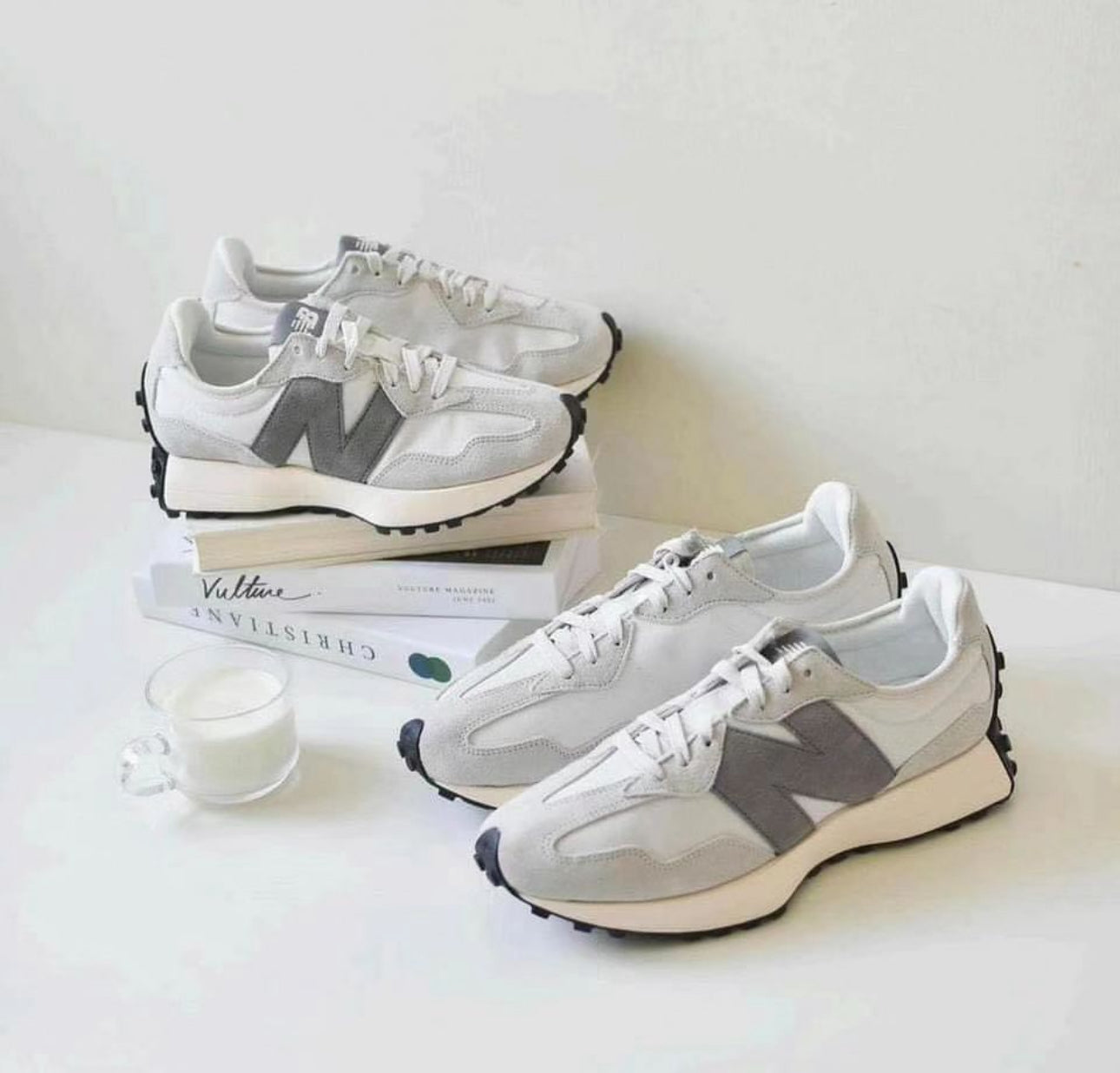 WMNs New Balance 327 Grey White