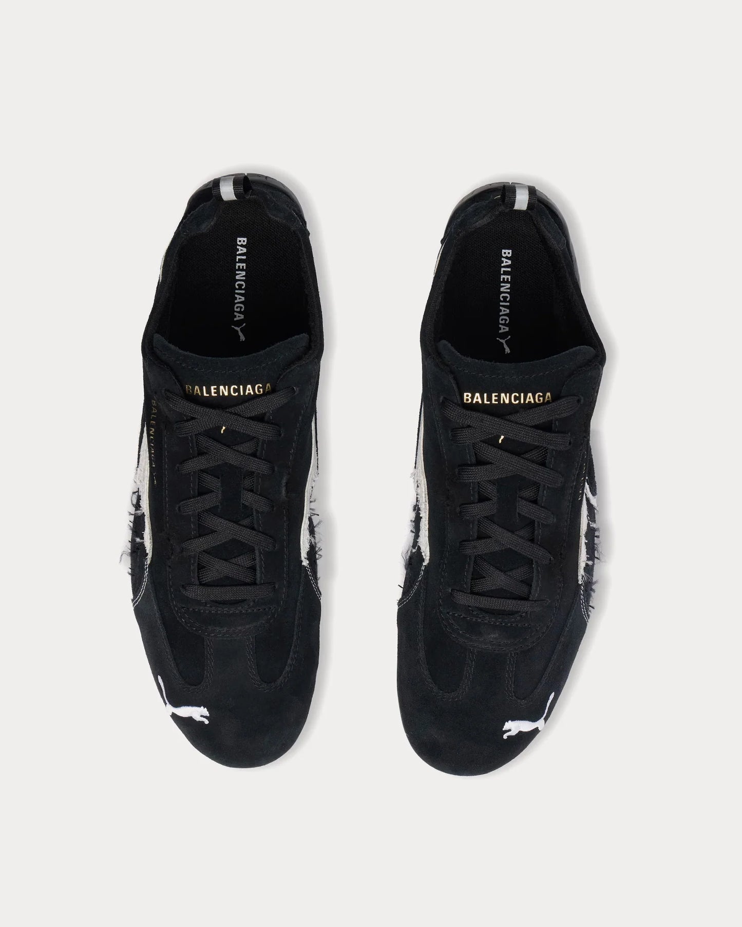 BalenciagaXPuma Speedcat Suede Distressed Black White