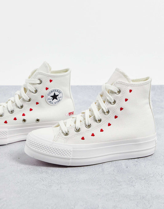 WMNs Converse Chuck Taylor All Star Lift Hi White Red (Women's)