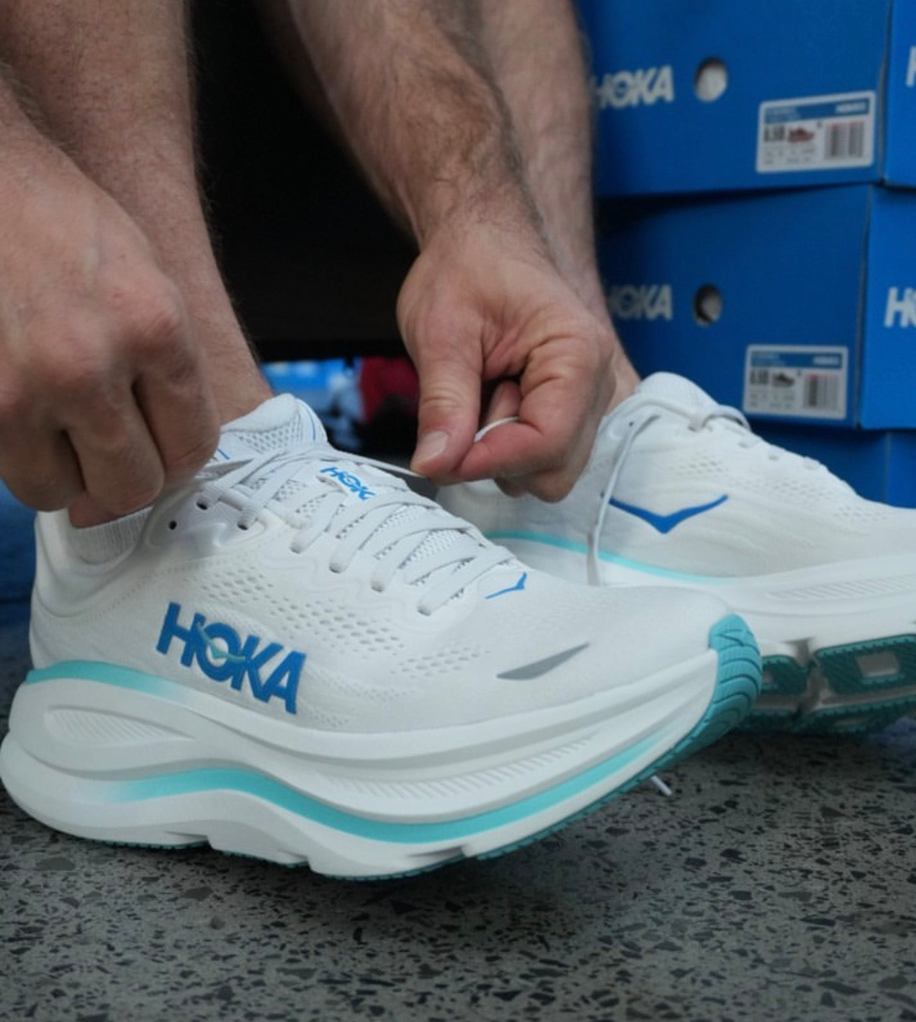 Hoka One One Bondi 9 White Hoka Blue