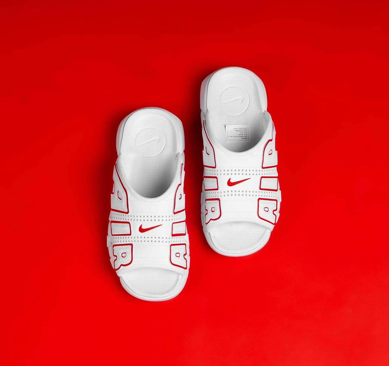 Air More Uptempo Slide “ White University Red “