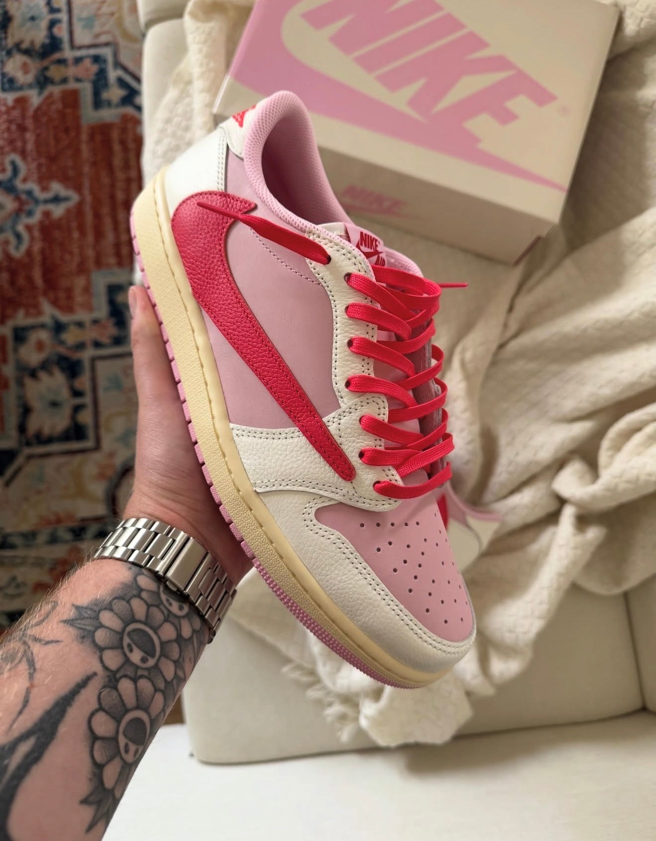Air Jordan 1 Retro Low OG SP Travis Scott Sail Tropical Pink