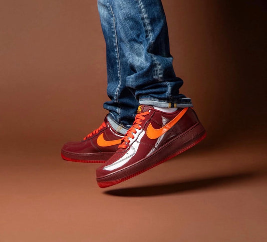 Airforce 1 Low Patent Leather Dark Team Red Safety Orange