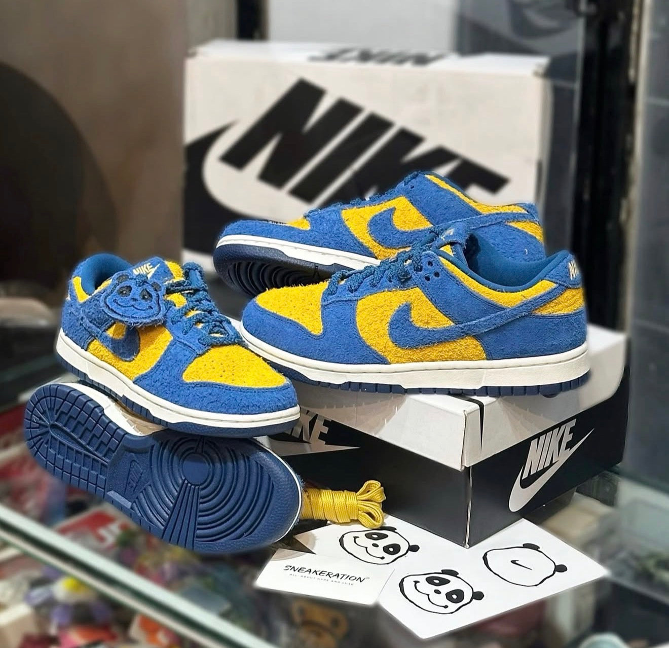 Dunk Low SE Panda-Monium Court Blue Yellow Ochre Suede