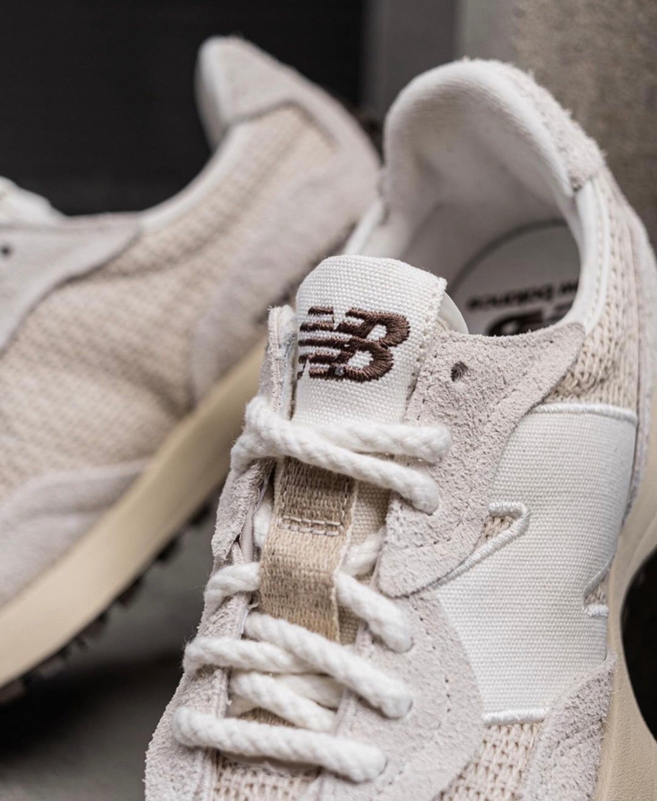 NB Balance 327 Cream Brailed
