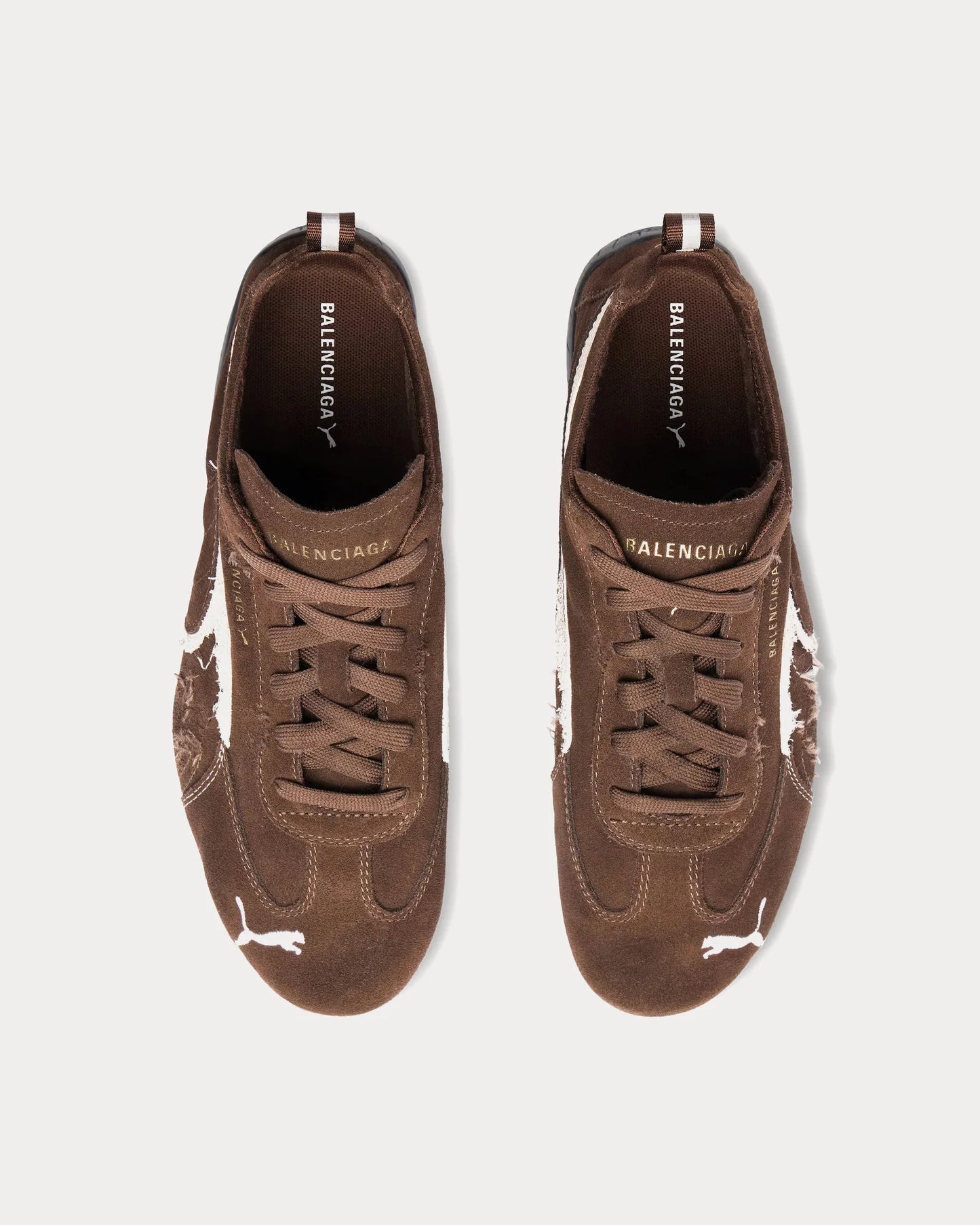 BalenciagaXPuma Speedcat Suede Distressed Brown White