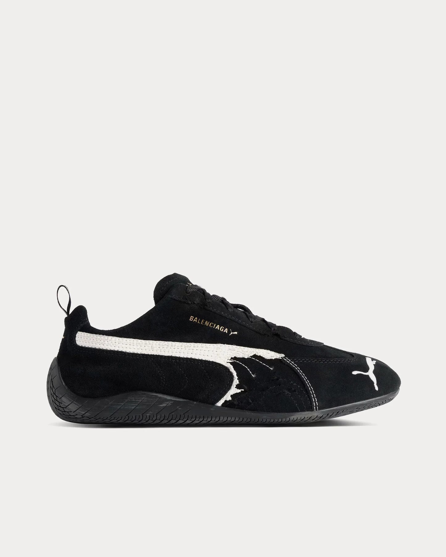 BalenciagaXPuma Speedcat Suede Distressed Black White