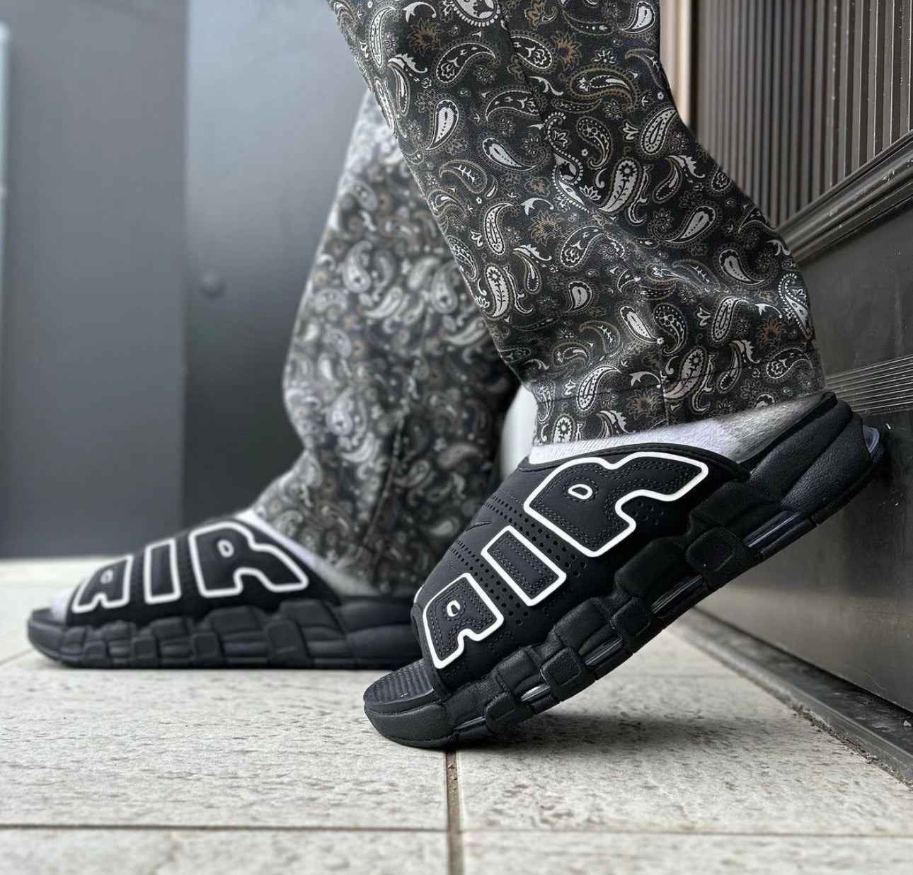 Air More Uptempo Slide “ Black “