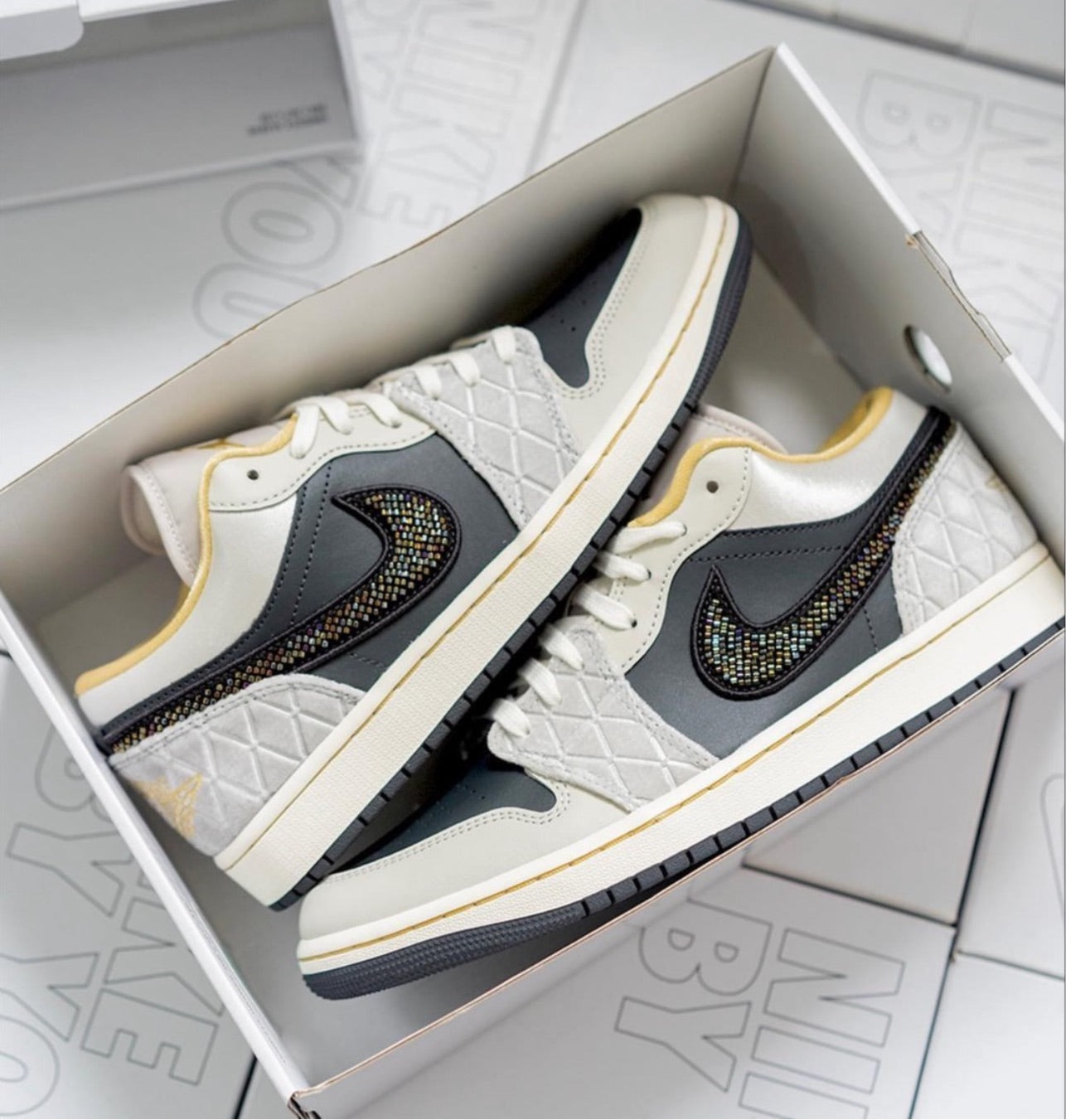 WMNs Air Jordan 1 Low “Iridescent Beaded Swoosh”